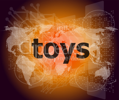 Marketing concept: words toys marketing on digital screen