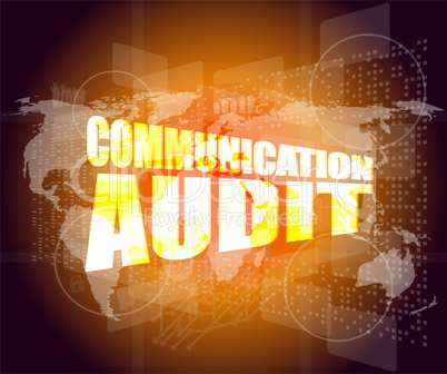 Management concept: communication audit words on digital screen