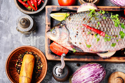 Fresh fish and food ingredients