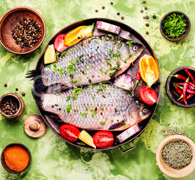 Raw fish and food ingredients