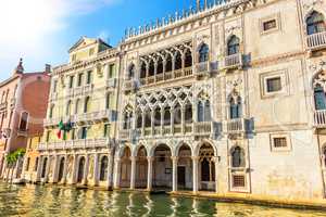 Ca' d'Oro Palace in Grand Canal of Venice, Italy