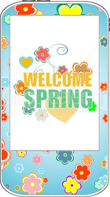 Welcome spring words on holiday card