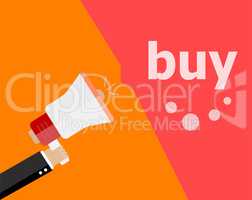 buy digital. flat design business concept. marketing business man holding megaphone for website and promotion banners.