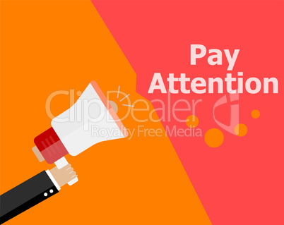 flat design business concept. pay attention. Digital marketing business man holding megaphone for website and promotion banners.
