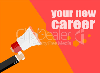 your new career. Flat design business concept Digital marketing business man holding megaphone for website and promotion banners
