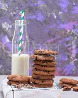 stack of round chocolate cookies