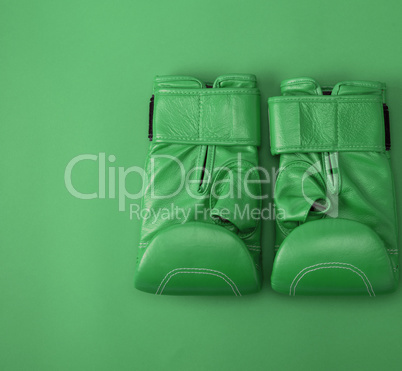 green sport leather boxing gloves