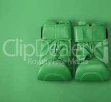 green sport leather boxing gloves