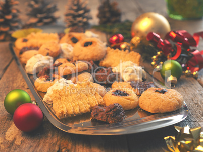 Tasty Christmas cookies with decoration