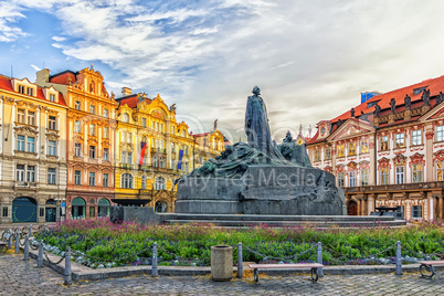 The Jan Hus Memorial in Old Town Square of Prague, Czech Republi
