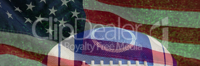Composite image of close-up of blue american football