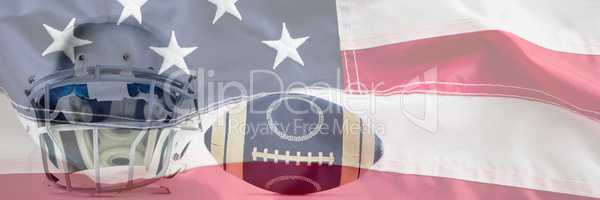 Composite image of sports helmet and american football