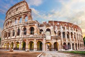 Roman Coliseum under the clouds, summer view with no people