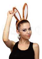 Girl With Bunny Ears Celebrating Easter Holiday