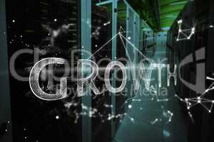Composite image of growth text over black background