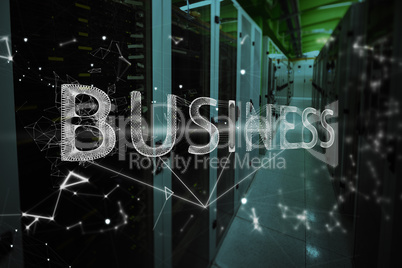 Composite image of business text over black background