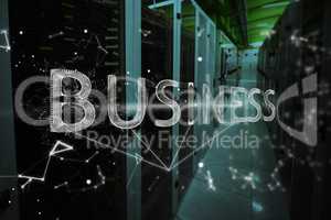 Composite image of business text over black background