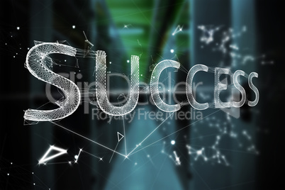 Composite image of success text over black background