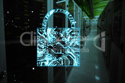 Composite image of digital image of lock shape on circuit board