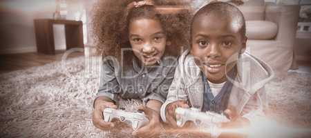 Portrait of children playing video games