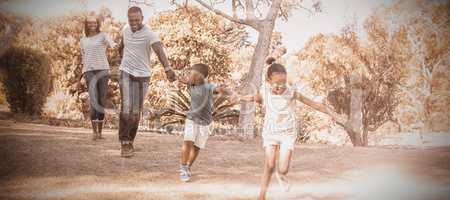 Cheerful family enjoying together