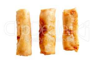 Three deep fried spring rolls