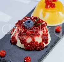 dessert panacotta with raspberry jam