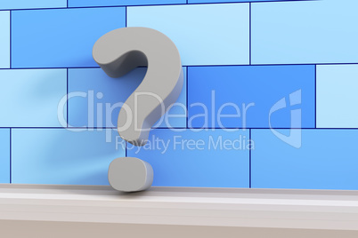 Question mark in the room, 3d illustration