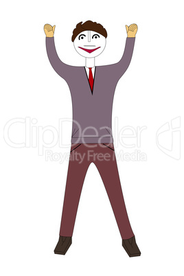 Man with cheering pose, 3d illustration
