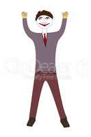 Man with cheering pose, 3d illustration
