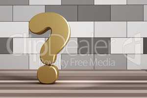 Question mark in the room, 3d illustration