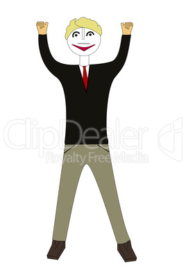 Man with cheering pose, 3d illustration