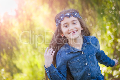 Cute Young Mixed Race Girl Having Fun Outdoors