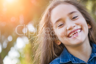 Cute Young Mixed Race Girl Having Fun Outdoors