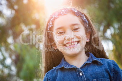 Cute Young Mixed Race Girl Having Fun Outdoors