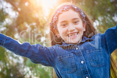 Cute Young Mixed Race Girl Having Fun Outdoors