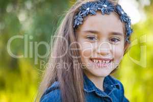 Cute Young Mixed Race Girl Portrait Outdoors