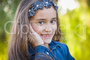 Cute Young Mixed Race Girl Portrait Outdoors