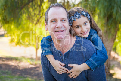 Cute Young Mixed Race Girl And Caucasian Grandfather