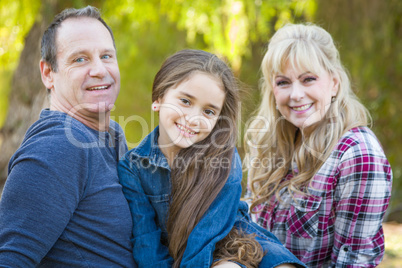 Caucasian Grandmother and Grandfather With Young Mixed Race Girl