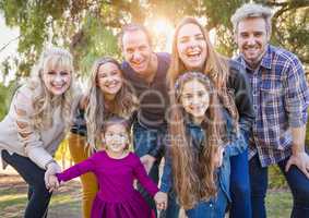 Multigenerational Mixed Race Family Portrait Outdoors