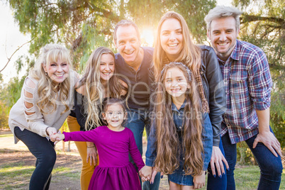 Multigenerational Mixed Race Family Portrait Outdoors