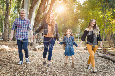 Mixed Race Brothers and Sisters Walking Outdoors