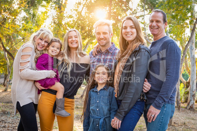 Multigenerational Mixed Race Family Portrait Outdoors