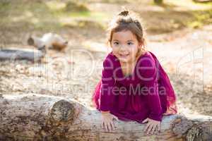 Cute Young Mixed Race Baby Girl Playing Outdoors