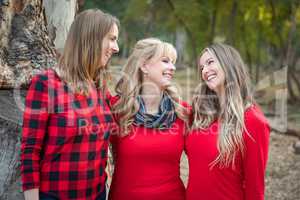 Beautiful Mother and Young Adult Daughters Portrait Outdoors