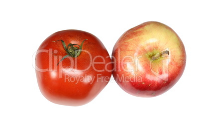 red tomato and apple