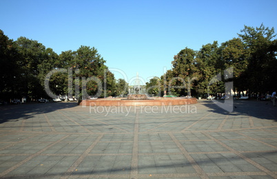 fountain in parl at autumn dry sunny day