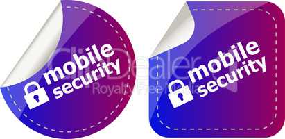mobile security stickers label tag set isolated on white