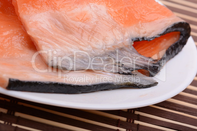 fresh salmon fillet close up